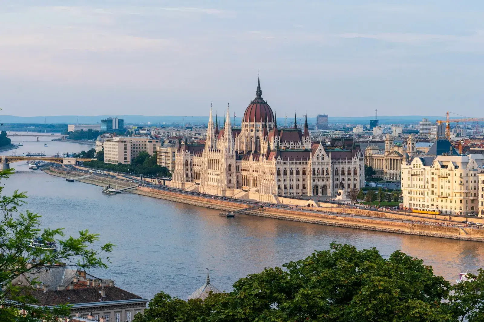 Budapest skyline along the Danube river