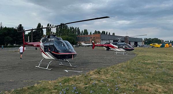 Helicopter approaching the Hungaroring helipad