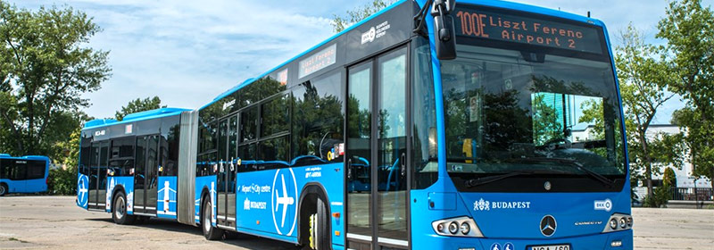 Bus 100E goes from Budapest airport to the Budapest center (stop Deak Ferenc ter)
