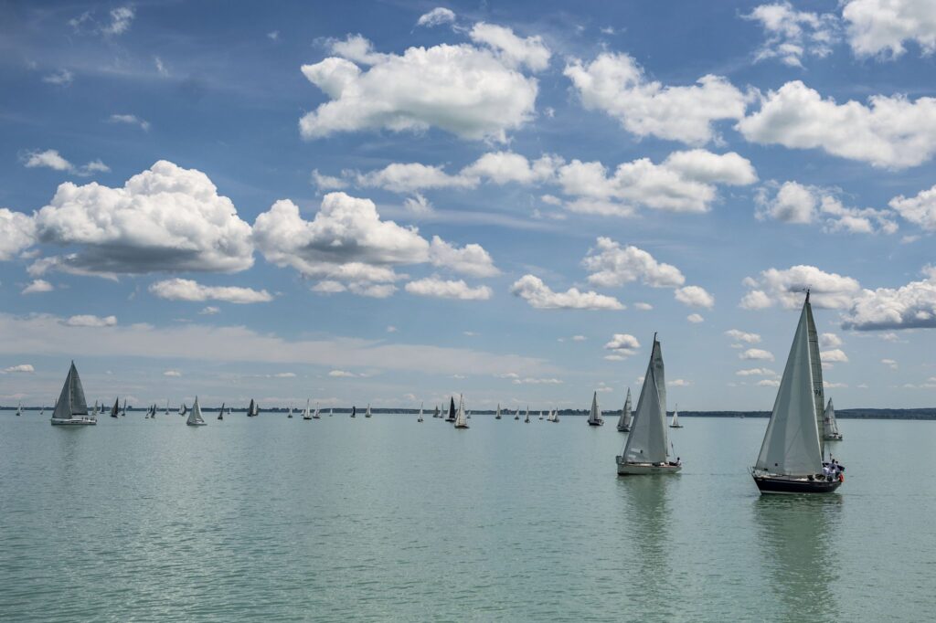 Siofok. Yacht club. Sailing on Balatron lake