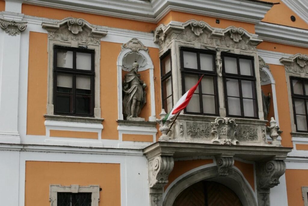 Győr. Janos Xantus Museum near Széchenyi Square