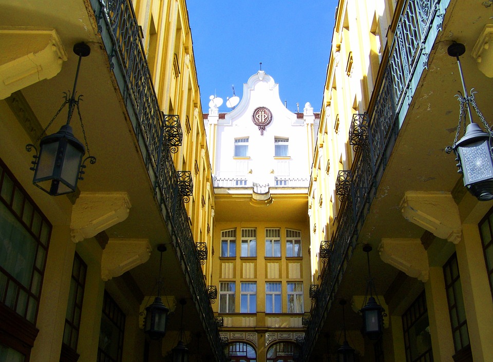 Palatinus Hotel. Király Street in Pécs