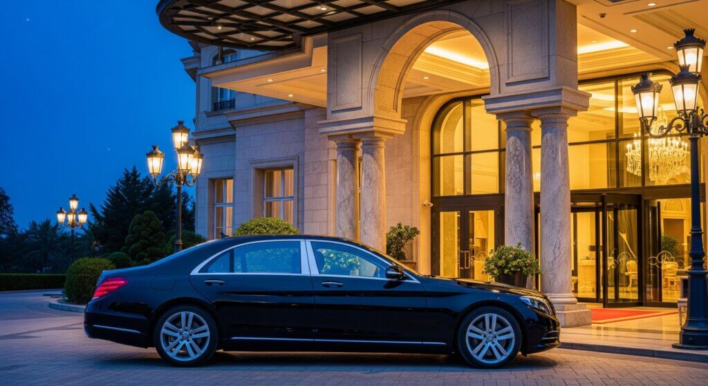Mercedes S class.  Private Transfers to the Venue and Beyond