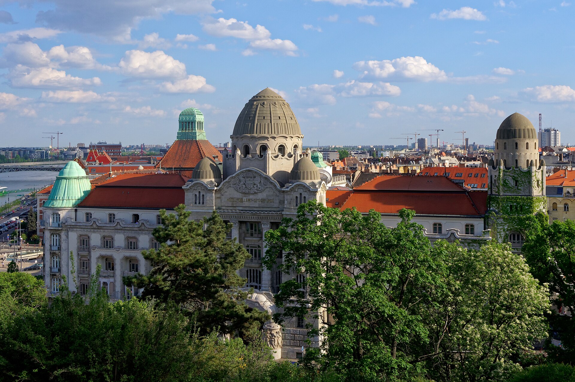 Hotel Gellért exterior on the Buda side by the Danube